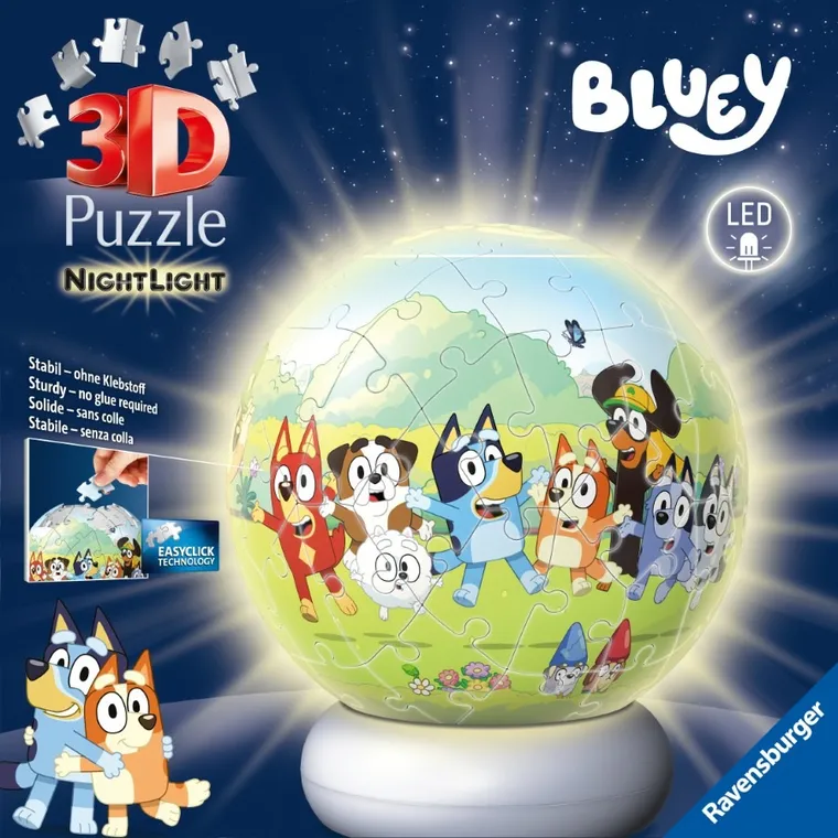 Ravensburger, Bluey, Bila, puzzle 3D, lampa, 72 piese