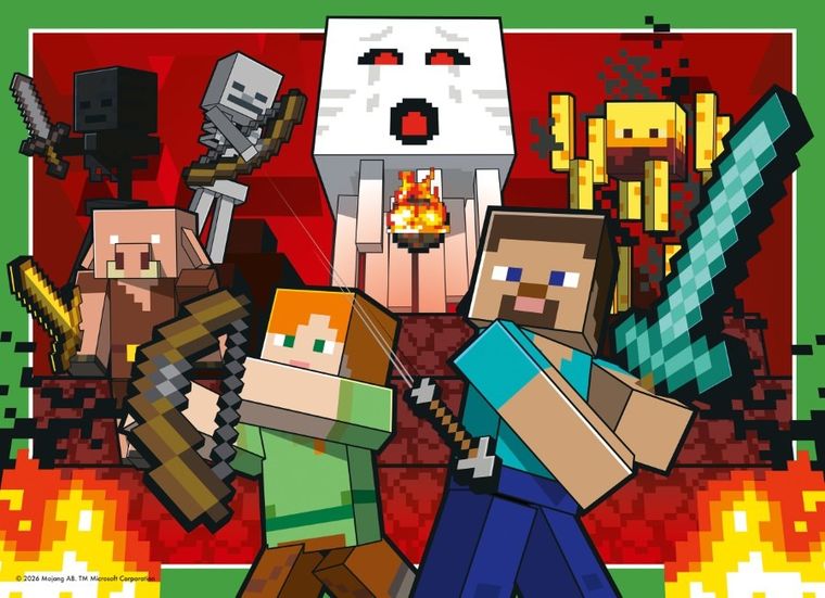 Ravensburger, Minecraft, puzzle, 4-100 piese