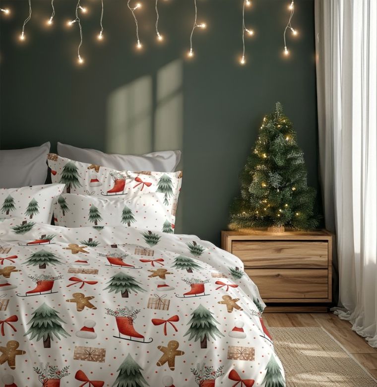 Scandic, Timpul de Iarna, set lenjerie de pat, 3 piese, 160-200 cm