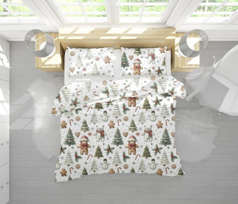 Scandic, Turta dulce de Craciun, set lenjerie de pat single pentru Craciun, 140-200 cm
