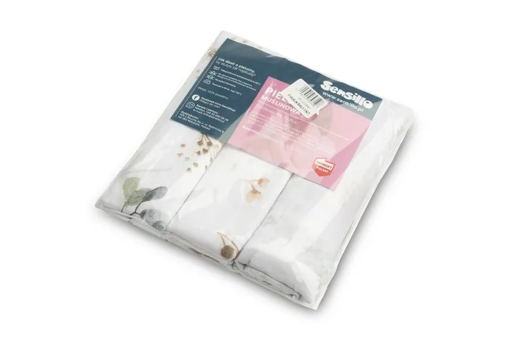 Sensillo, scutec din muselina, alb, 70-80 cm, 3 buc.