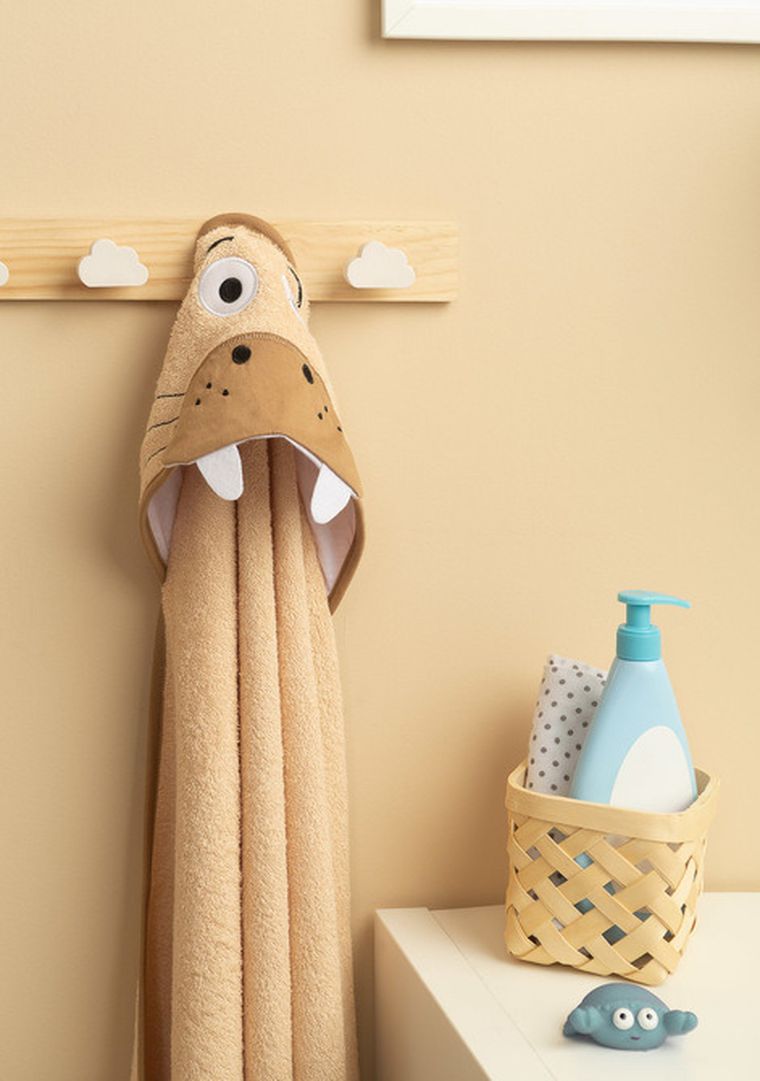 Sensillo, Water Friends, husa de baie moale cu aplicatie 3D, Morsa, bej, 100-100 cm