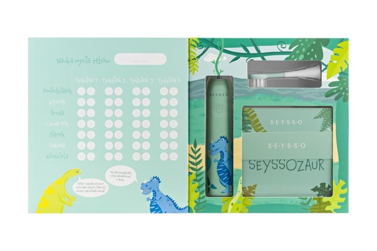 Seysso, Kids, Dinosaur, periuta de dinti sonica pentru copii, Blue, 0-3 ani