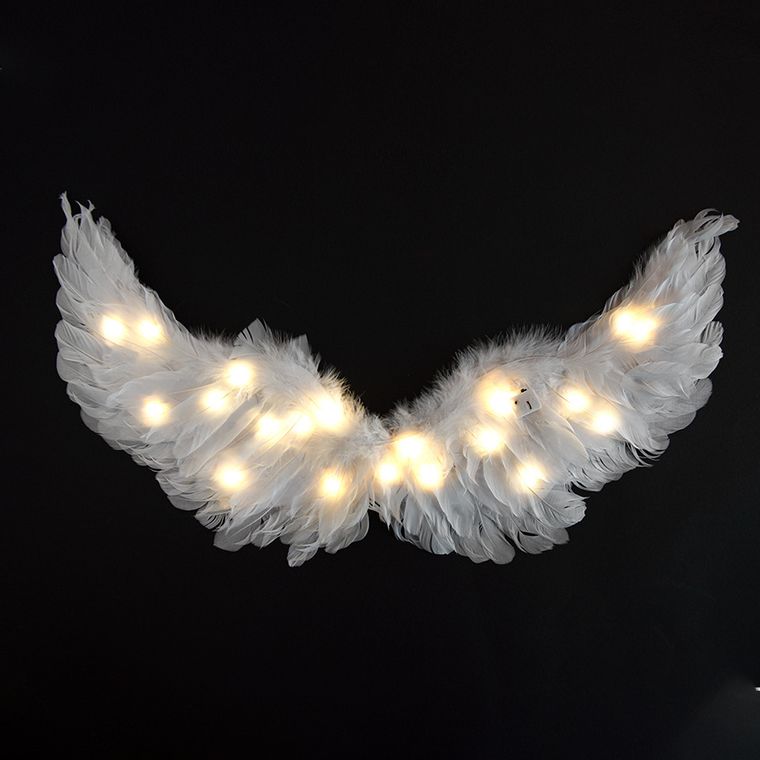 Smiki, aripi de inger cu lumini LED, alb