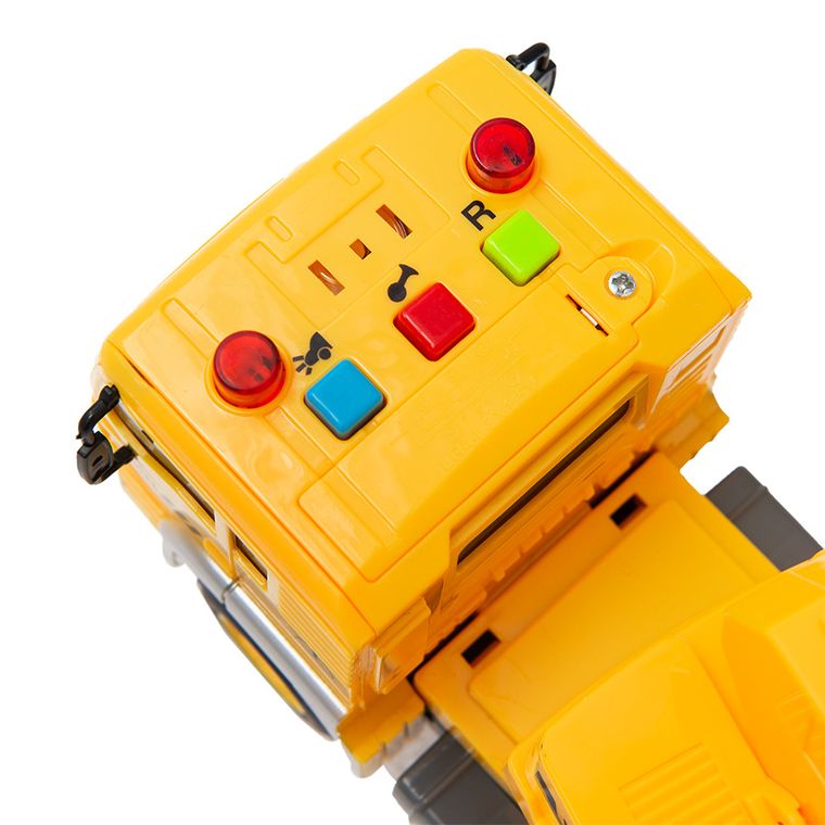 Smiki, Camion cu macara, vehicul interactiv cu lumini si sunete, galben, 1:20