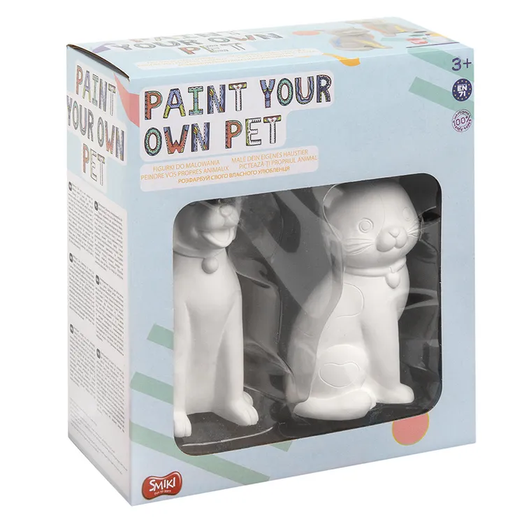 Smiki, Catel si pisica, figurine de pictat, set creativ