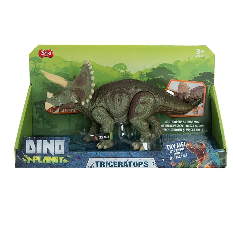 Smiki, Dino Planet, Dinozaur Triceratops, figurina cu lumini si sunete 30 cm