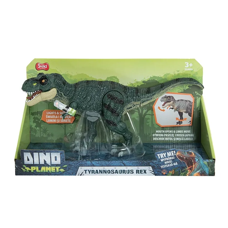 Smiki, Dino Planet, Dinozaur Tyrannosaurus rex, figurina cu lumini si sunete 32 cm