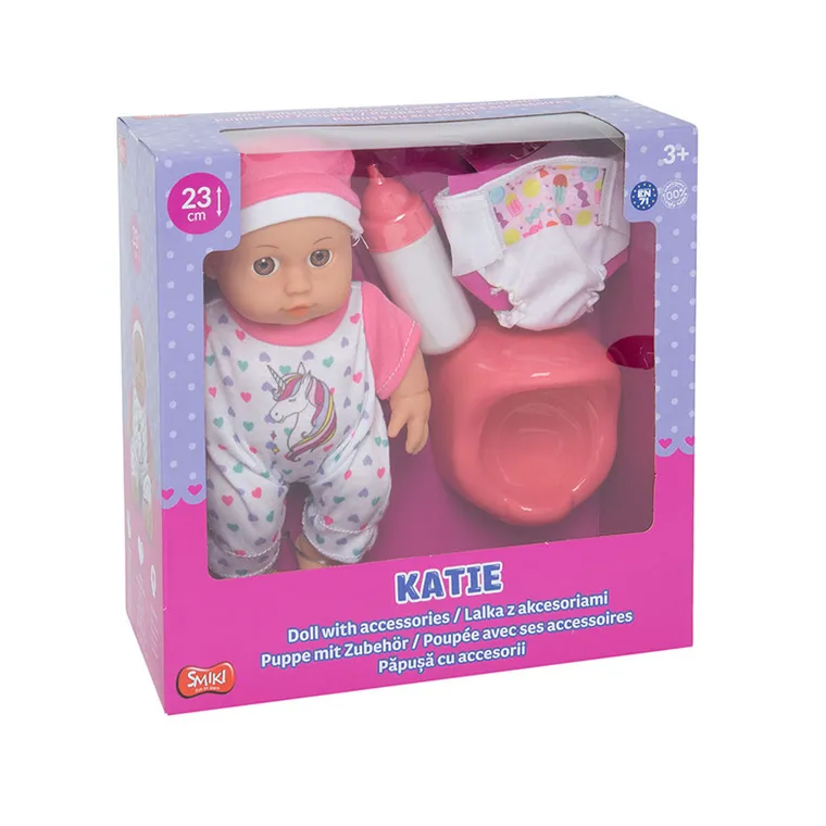 Smiki, Katie, papusa bebelus cu accesorii, 23 cm