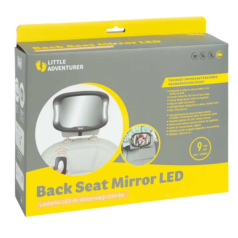 Smiki, Little Adventurer, oglinda auto cu LED pentru supravegherea copilului