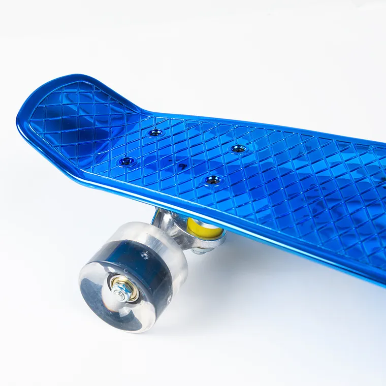 Smiki, placa skateboard tip fish cu roti LED, albastru