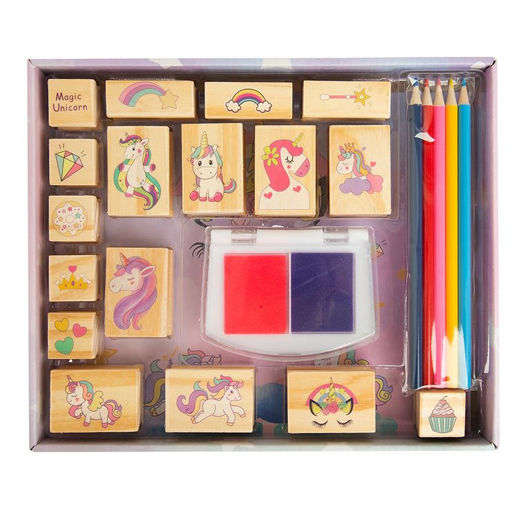 Smiki, Unicorni, set de stampile cu creioane colorate