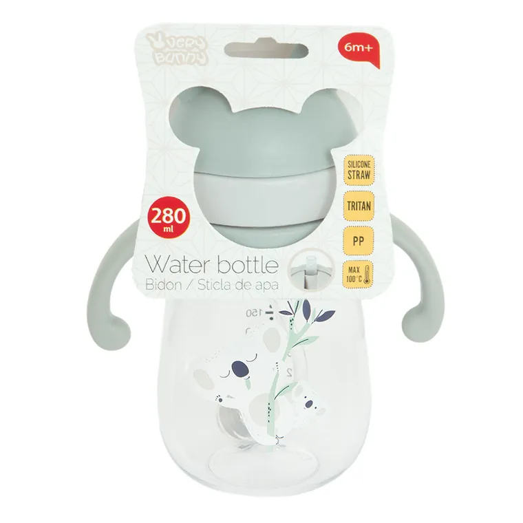 Smiki, Very Bunny, sticla cu pai, ursulet koala, gri, 280 ml