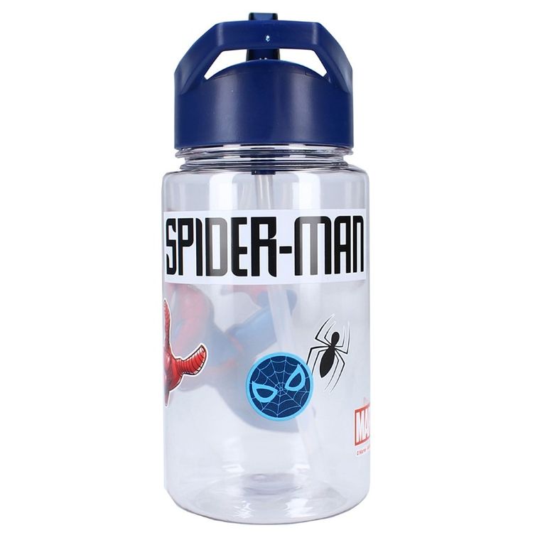 Spider-Man, Drink Up, sticla da apa cu pai, albastru, 450 ml