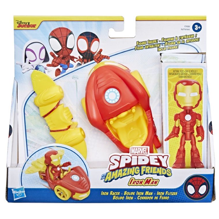 Spider-Man, Spidey si prietenii, Iron Man si Iron Racer, figurina cu vehicul