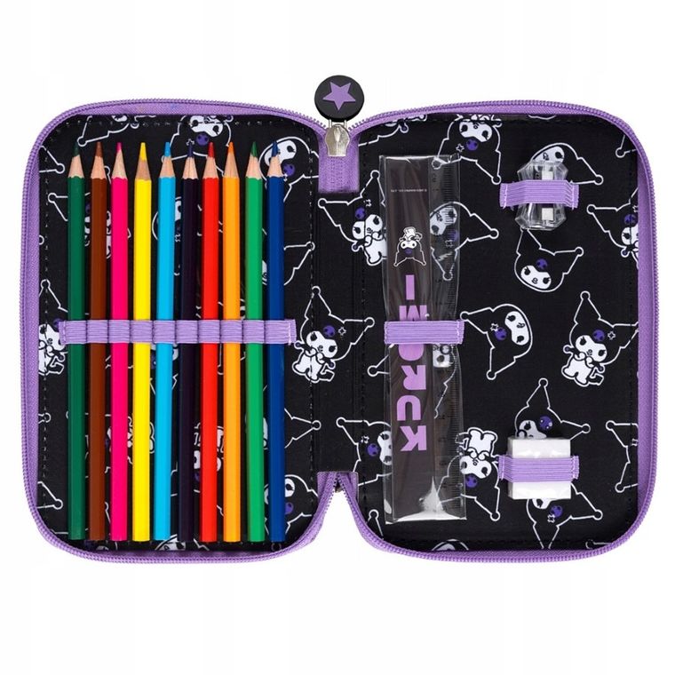 St.Majewski, Kuromi, penar dublu cu rechizite scolare, Black