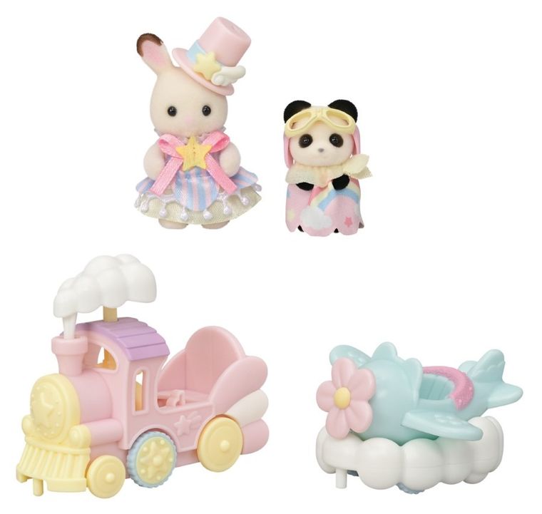 Sylvanian Families, Amusement Park Ride Set - Plain & Train, set de joaca cu figurine, 5819
