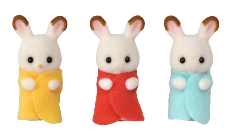 Sylvanian Families, Iepurasii tripleti cu urechiuse de ciocolata, set de figurine, 5532