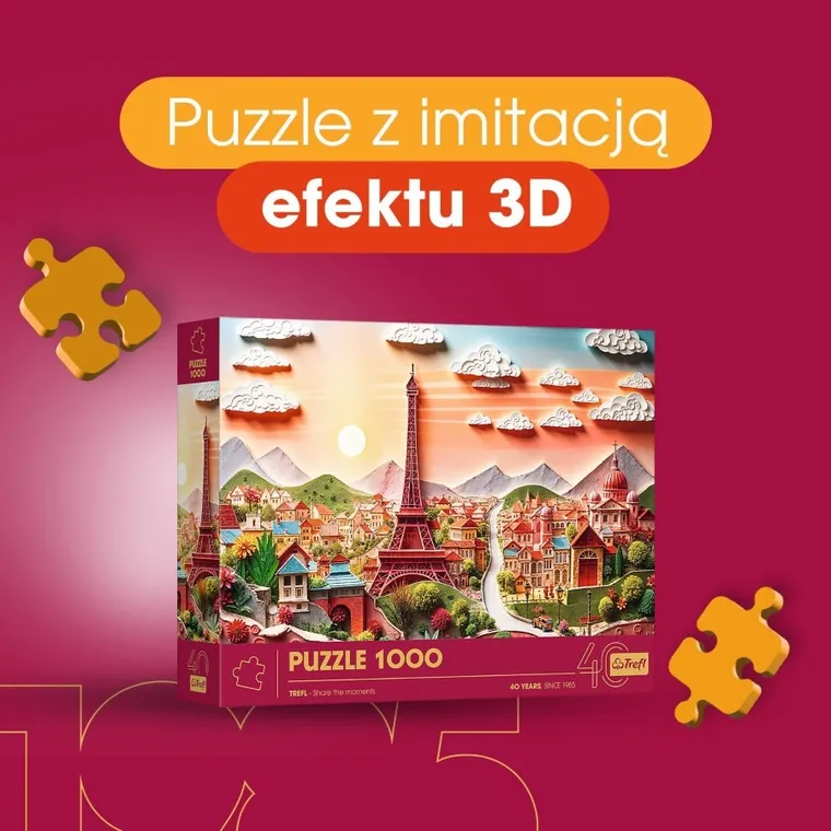 Trefl, 40 Years, Paper Art: Paris, puzzle, 1000 piese