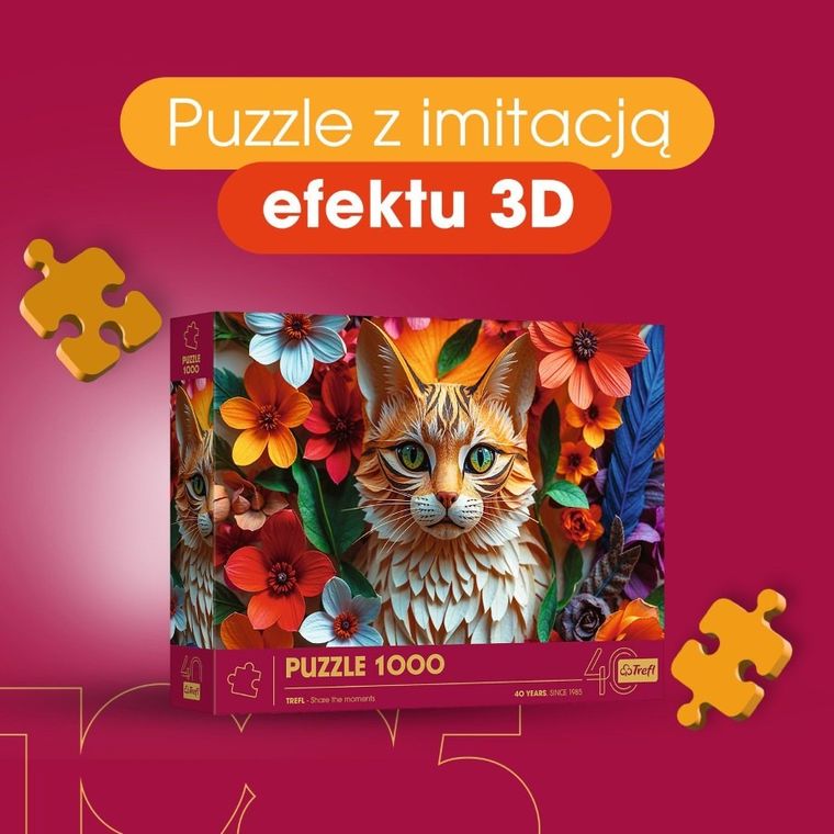 Trefl, 40 Years, Paper Art: Pisica, puzzle, 1000 piese