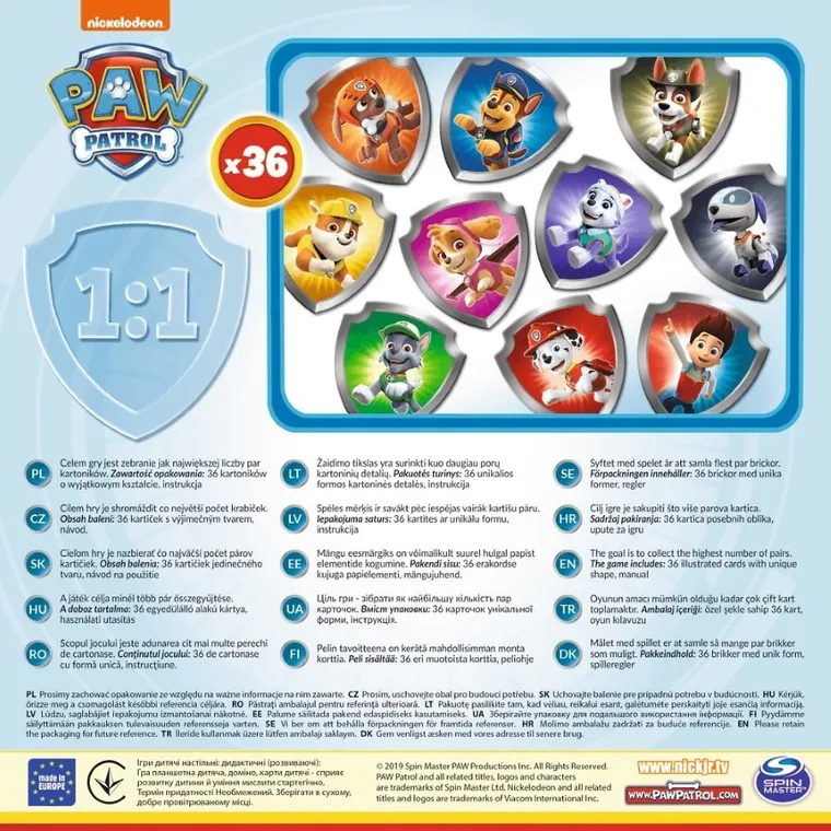 Trefl, Paw Patrol, memo-uri, joc