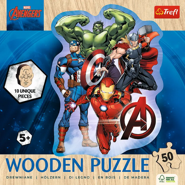 Trefl, The Avengers, puzzle din lemn, 50 piese