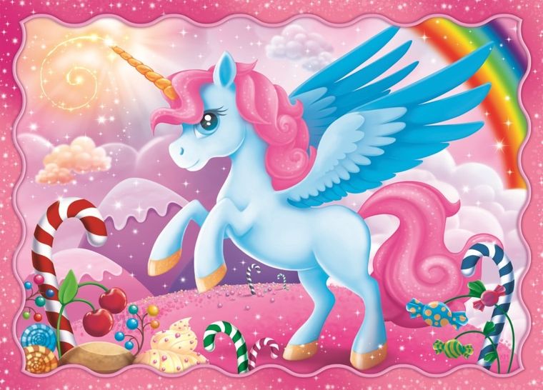 Trefl, Unicorni si magie, puzzle 4in1, 71 piese