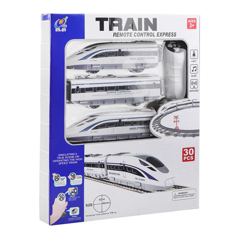 Tren, vehicul cu telecomanda, lumini si sunete, 30 elemente