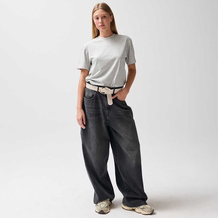 Tricou basic gri din bumbac pieptanat NOWEAR