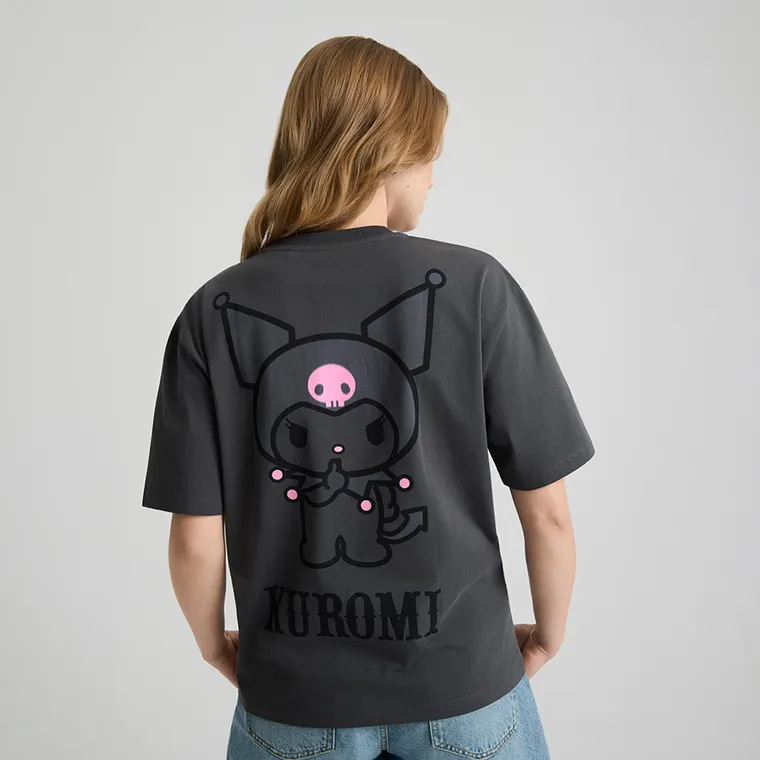 Tricou oversize din bumbac pieptanat Kuromi NOWEAR