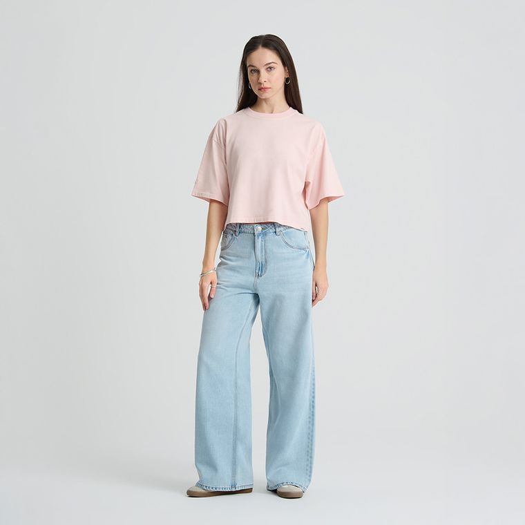 Tricou roz cu croiala cropp boxy NOWEAR