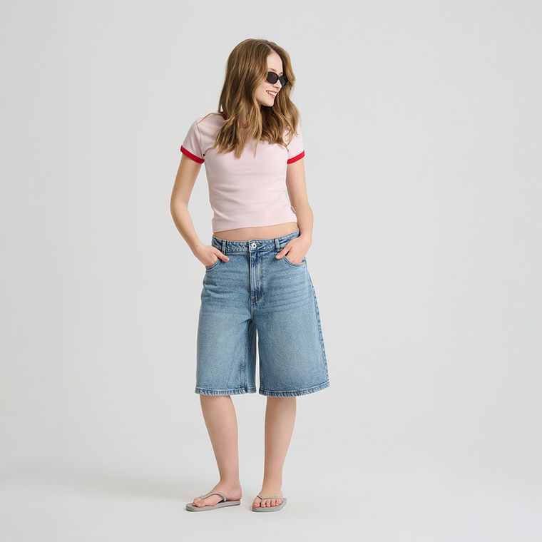 Tricou slim roz din bumbac pieptanat NOWEAR