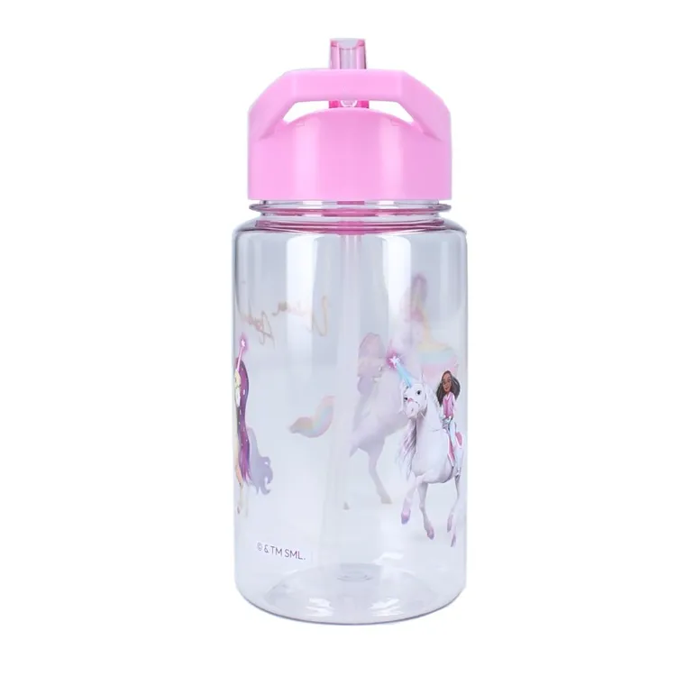 Unicorn Academy, Drink Up, sticla da apa cu pai, roz, 450 ml