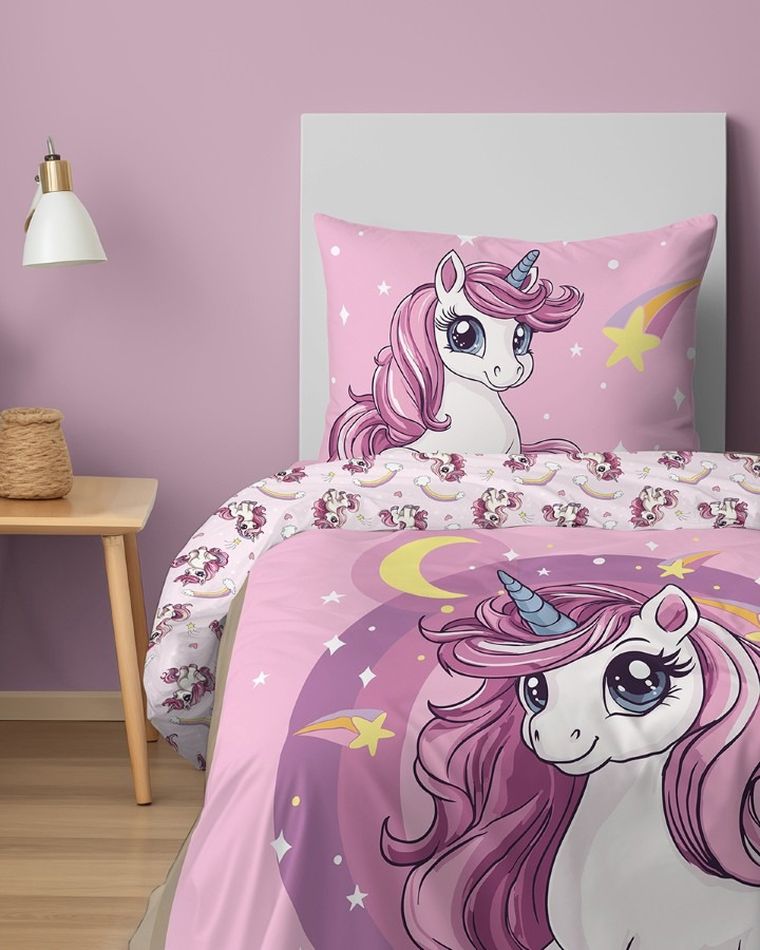 Unicorn, set lenjerie de pat single, 140-200 cm