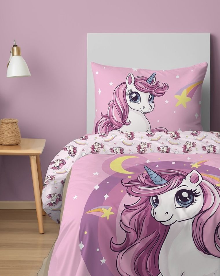 Unicorn, set lenjerie de pat single, 160-200 cm
