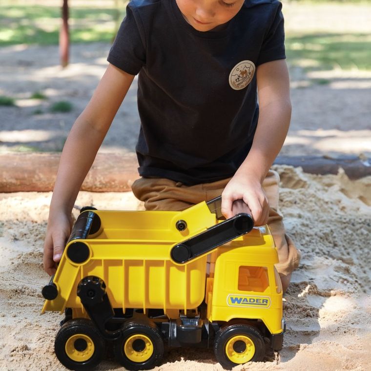 Wader, Middle Truck, basculanta, vehicul, galben, 38 cm