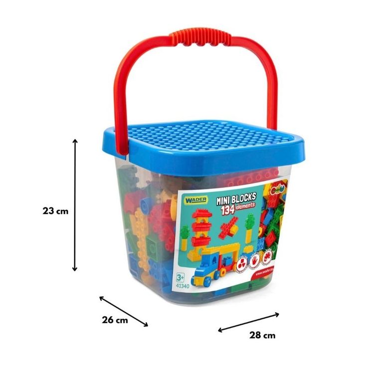 Wader, Mini Blocks, cuburi in galetusa, 134 elemente