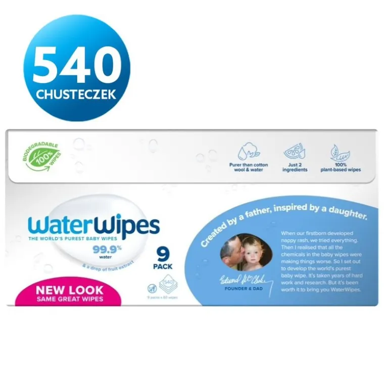 WaterWipes, BIO, servetele umede cu apa, 9-60 buc.