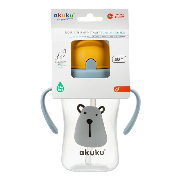 Akuku, cana cu pai din silicon si supapa mobila, urs, 300 ml