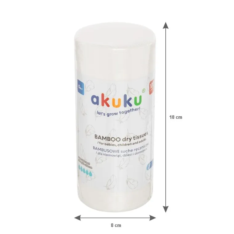 Akuku, prosoape de bambus pentru bebelusi, 18-25 cm, 100 buc.