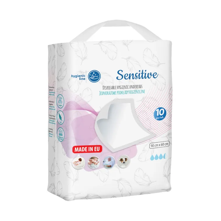 Akuku, Sensitive, cearsafuri igienice absorbante, 60-90 cm, 10 buc.