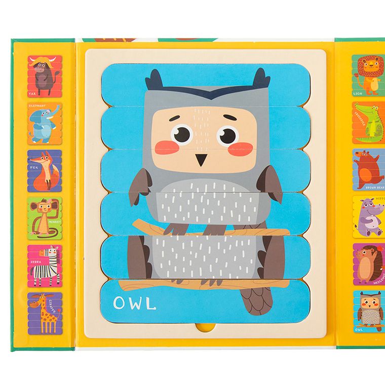 Animalute, puzzle din betisoare, joc de potrivire, 36 elemente