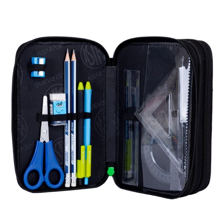 Astrabag, Jumbo, penar cu 3 compartimente, cu rechizite scolare, Neo Football