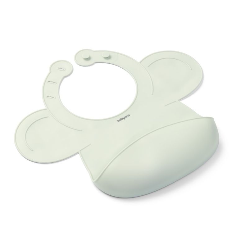 BabyOno, Baveta din silicon cu inchidere reglabila, menta verde