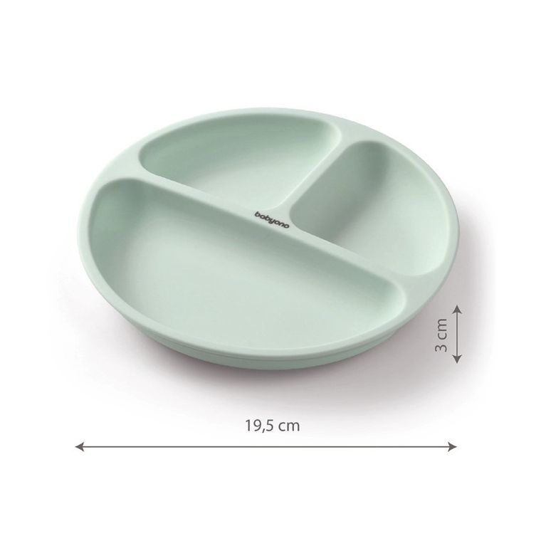 BabyOno, Farfurita din silicon cu ventuza, menta verde