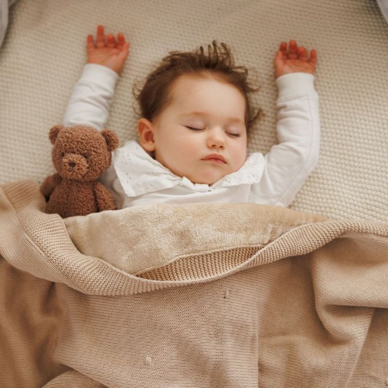 BabyOno, Patura din bumbac cu captuseala din flanela, bej deschis, 75-100 cm