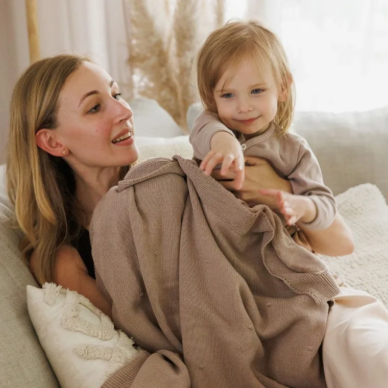 BabyOno, Patura din bumbac cu captuseala din flanela, bej inchis, 75-100 cm