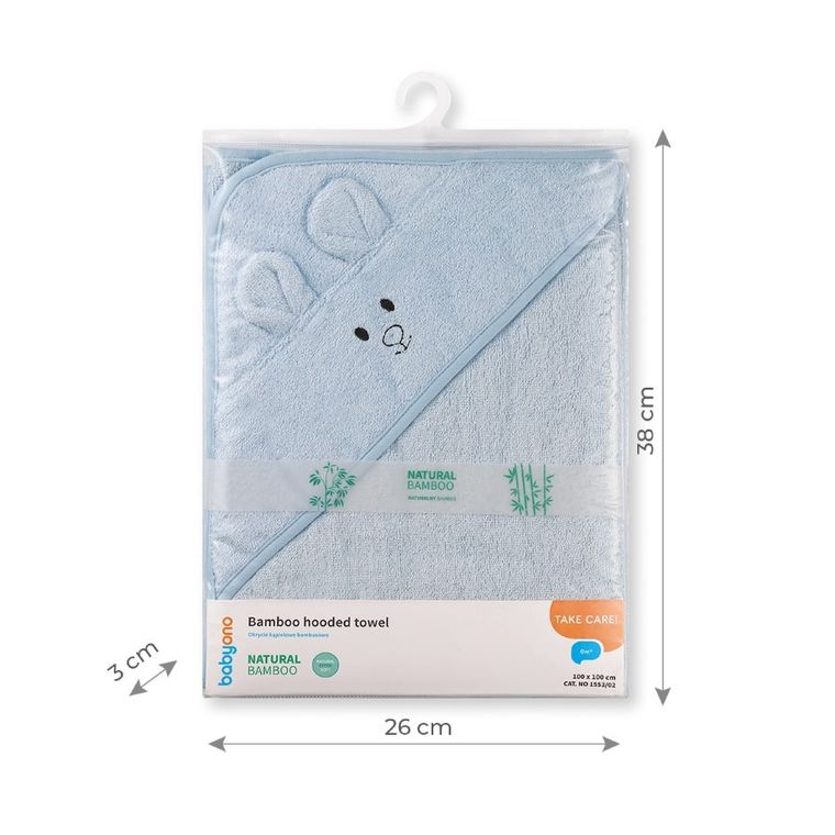 BabyOno, prosop cu gluga, din bambus, 100-100 cm, albastru