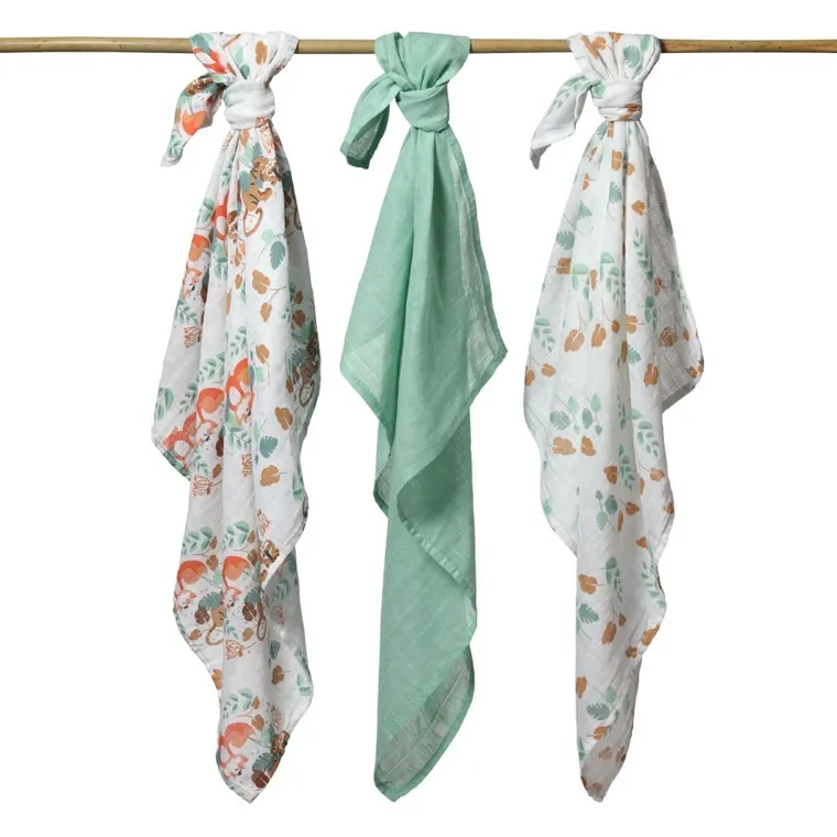 BabyOno, scutece din muselin, 70-70 cm, 3 buc., Vulpi