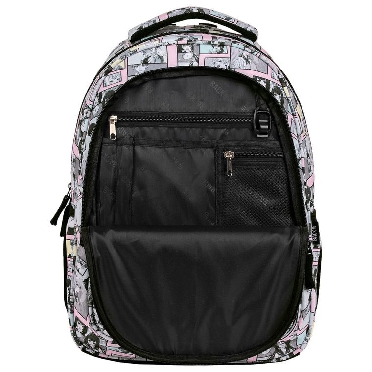 BackUp, rucsac pentru scoala, cu 3 compartimente, Manga Pastel